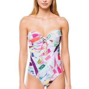 MARA HOFFMAN MARIMBA LATTICE PRING STRAPLESS SUIT